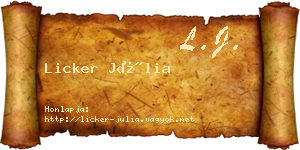 Licker Júlia névjegykártya