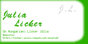 julia licker business card